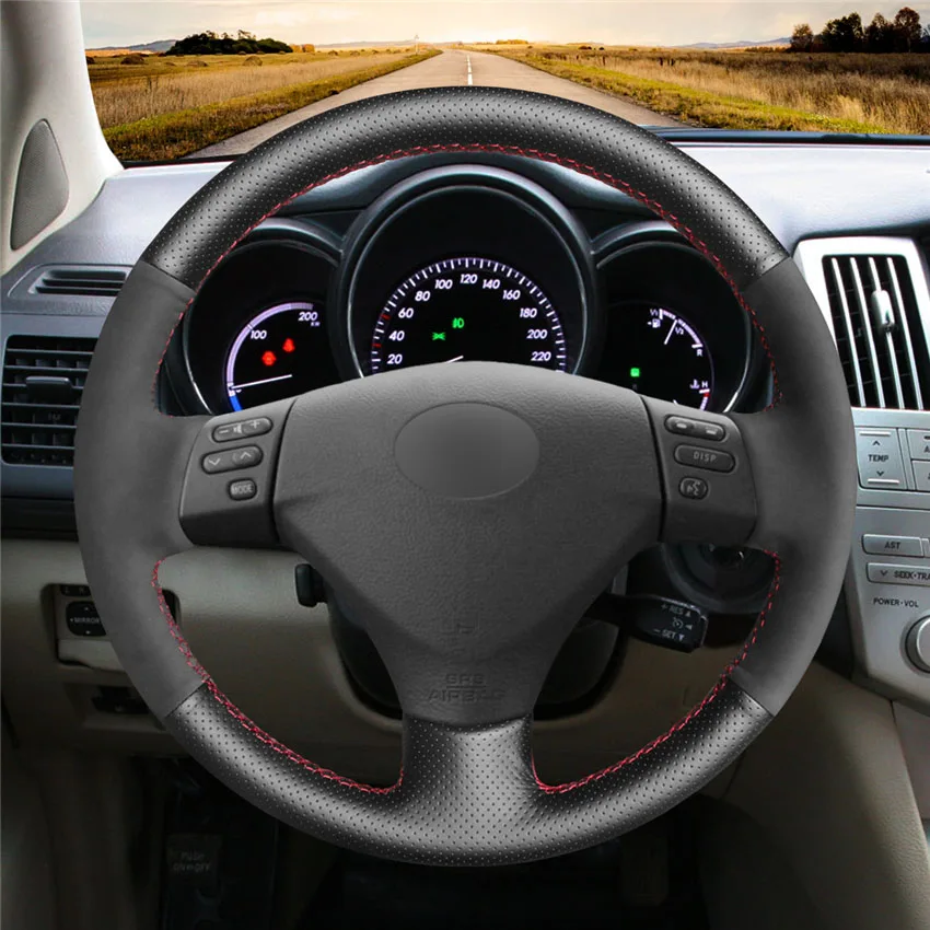 Style-01 Черный чехол рулевого колеса автомобиля из натуральной кожи для Lexus RX330 RX400h RX400 2004-2007 Toyota Corolla Verso 2006 Camry 2004-2006 - Название цвета: Style-01