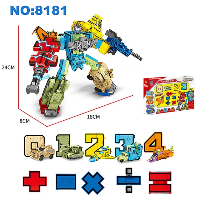 10PCS with box 10 шт. Трансформация Номер робот игрушка строительные блоки деформация карманные морфы образовательные Фигурки игрушки для детей - Цвет: 10PCS with box