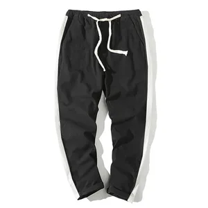 Мужские хлопковые брюки в полоску, модные прямые спортивные штаны с карманами на лето 2019, повседневные спортивные штаны # Jun10, оптовая продажа