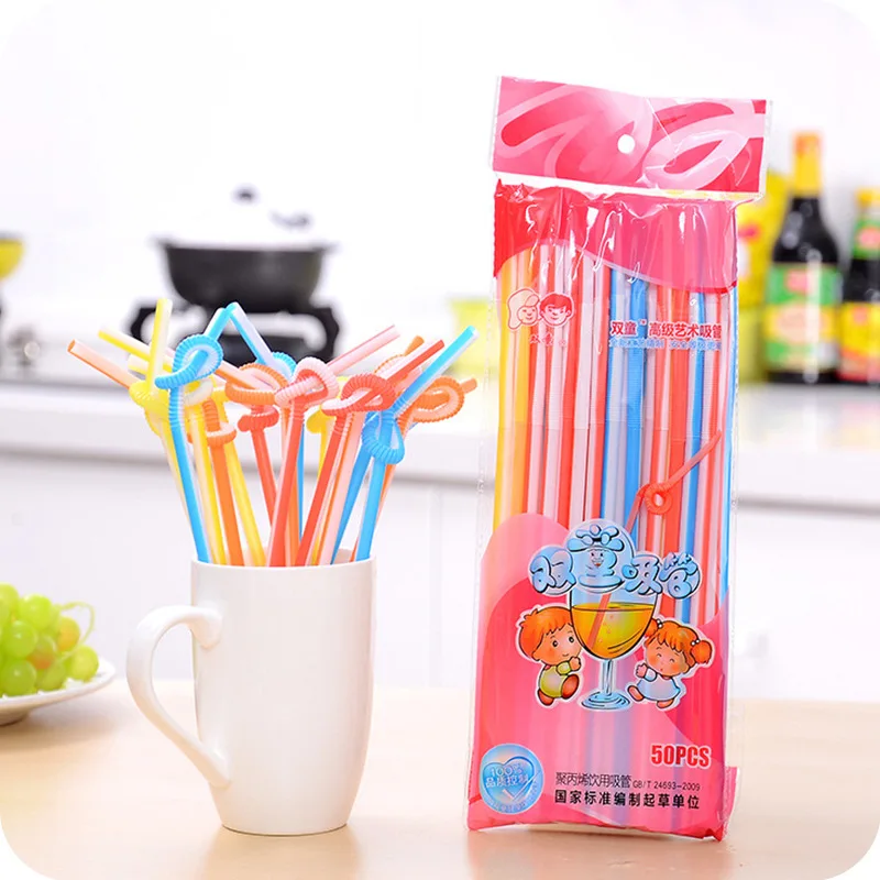 50 шт пластиковые гибкие льда чай бар партии одноразовые питьевой напиток