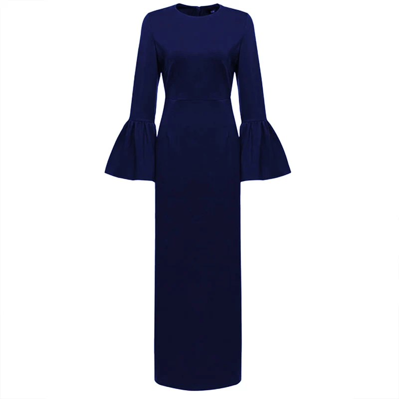 Buytiz ОАЭ мусульманское abaya Макси платье с расклешенными рукавами длинное халаты