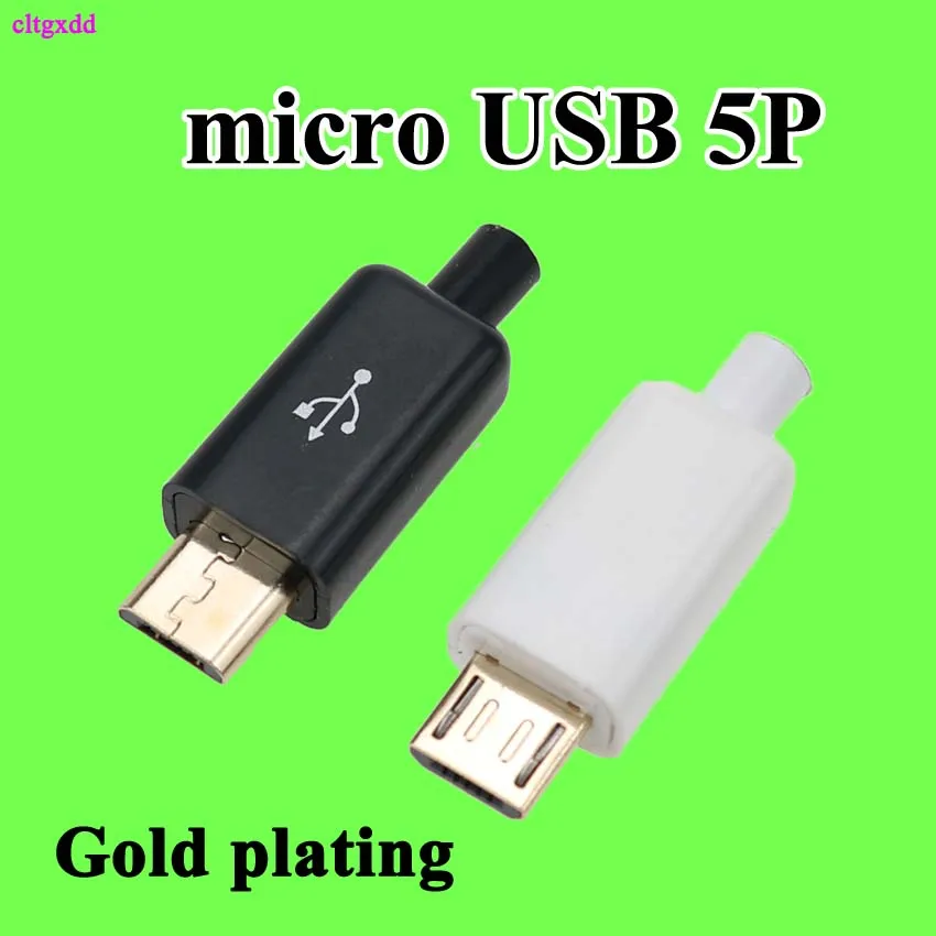 Cltgxdd Micro USB 5Pin Штекерный разъем позолоченный черный/белый сварочный кабель для
