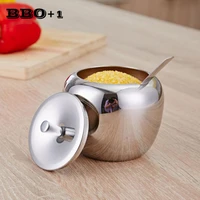 400ml 188 stainless steel apple sugar bowl spice container seasoning jar condiment pot canister cruet with lid spoon kitchen