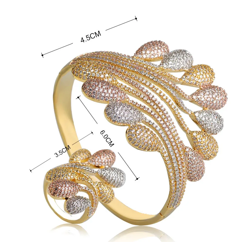 MECHOSEN нигерийские Свадебные Ювелирные наборы кольцо на запястье для женщин