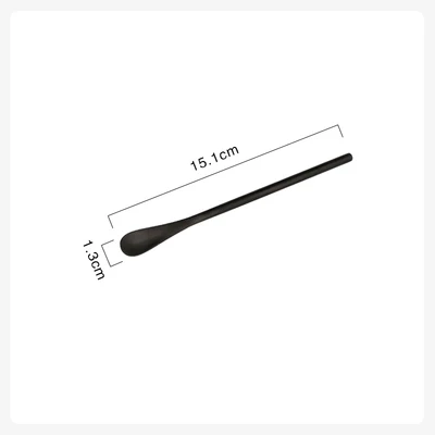 Black-Spoon Роскошная кофейная ложка из нержавеющей стали, милая фруктовая вилка, чайная ложка, десертные ложки для сахара, палочка для перемешивания, столовые приборы кухонные принадлежности - Цвет: Black-Spoon