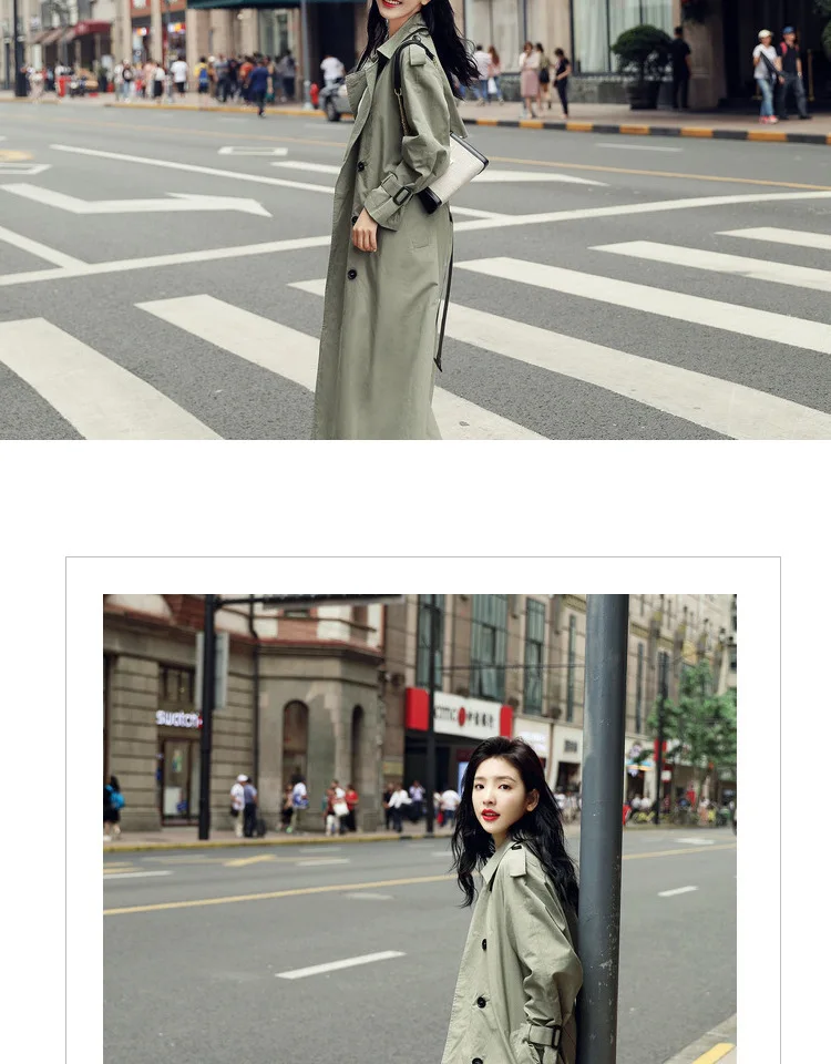 New Korean Double-breasted X-long Trench Loose Clothing Outerwear High Quality Solid Color Casual Coats
