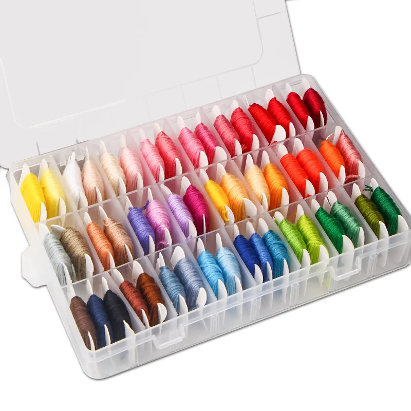 50 Colors DMC Embroidery Thread with Bobbins Storage Box DIY Sewing Tool Skeins Floss Cross Stitch | Дом и сад