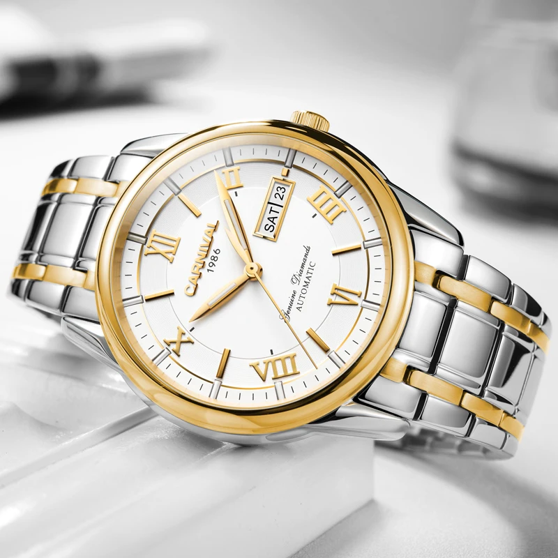 Часы Carnival T25 Tritium мужские автоматические светящиеся механические деловые из