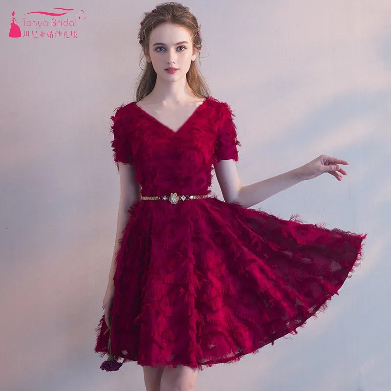 TANYA BRIAL/Белое Кружевное Платье До Колена с короткими рукавами и v образным вырезом