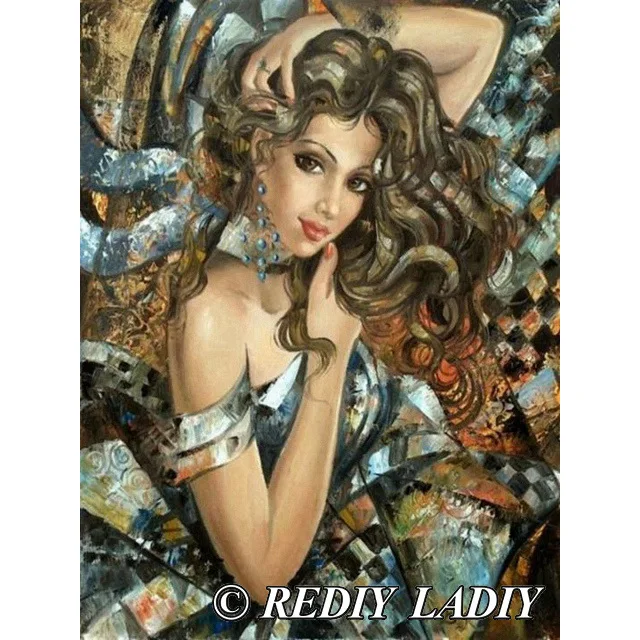 F REDIY LADIY Алмазная картина вышивка крестиком цветок девушка мозаика рукоделие Кристалл квадратный Стразы Бриллиантовая вышивка для дома Декор - Цвет: F