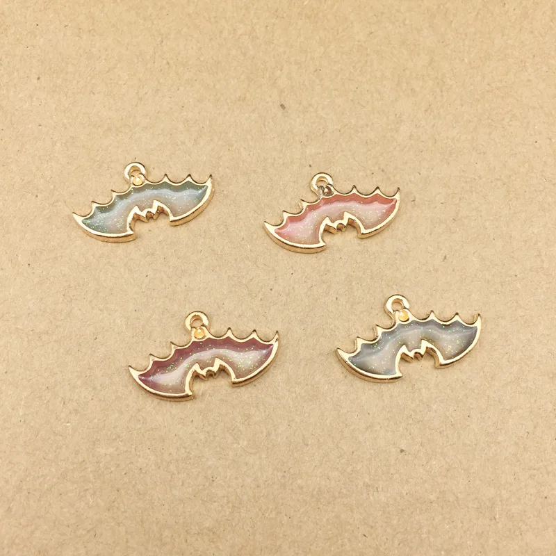 10 шт. эмалевые подвески в форме летучей мыши золотого цвета на праздник Хэллоуина