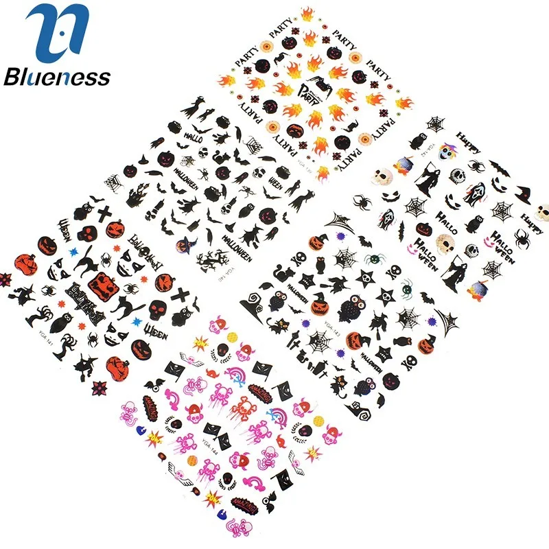 24 листа/лот стикеры 3D на ногти Nail Art 24 мультфильм дизайн для Хэллоуина Маникюр Аксессуары Последние DIY Мода JH280