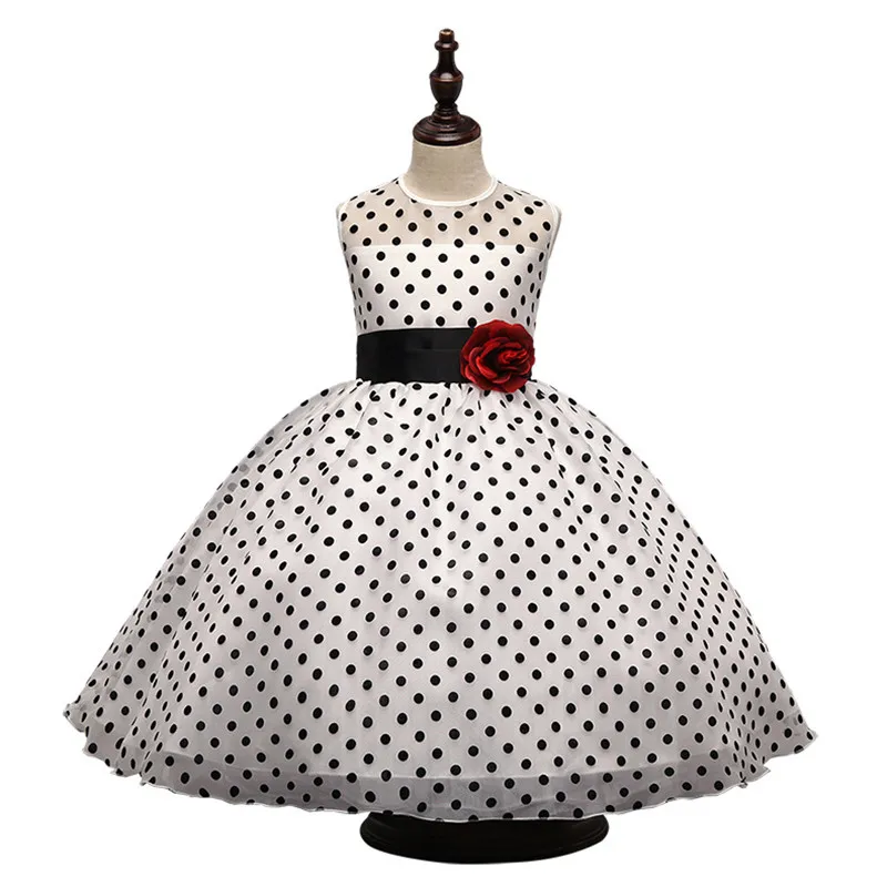 

3-8 Year Summer Formal Kids Dress for Girls 2017 Princess Wedding Party Dresses Girl Clothes Polka Dot Children Clothing GDR184