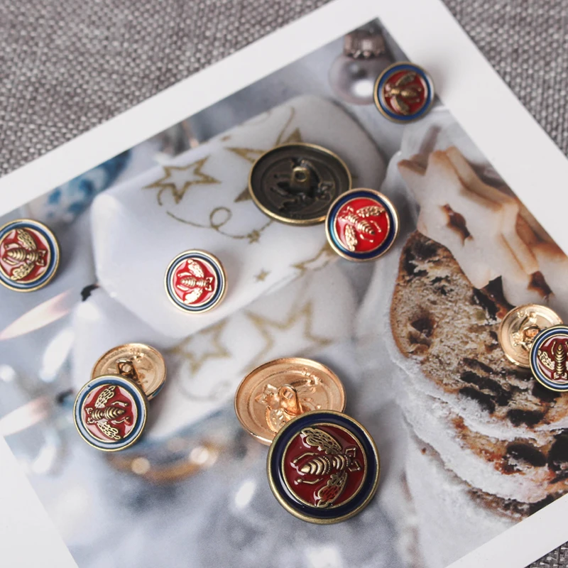 10 шт с принтом в виде медоносной пчелы эмалью металлические пуговицы для