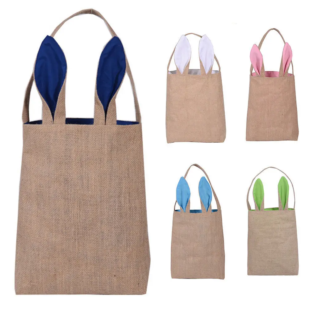2018 Brand New Cute Cotton Linen Easter Egg Bag Rabbit Bunny Ear Tote Storage Bags | Дом и сад