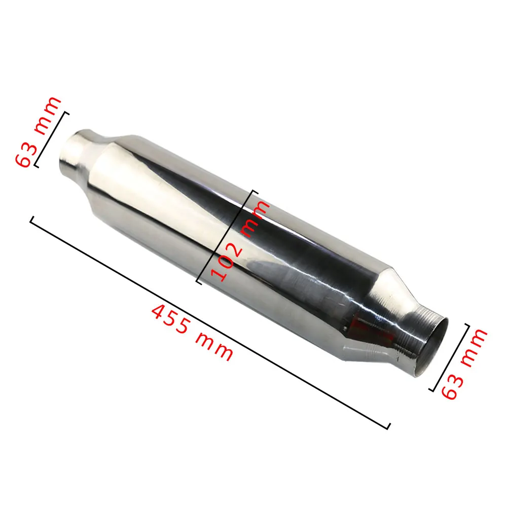 1 шт. Универсальный " 2,5" автомобильный выхлопной трубы хромированный серебристый прямой Глушитель резонатор из нержавеющей стали для автомобиля