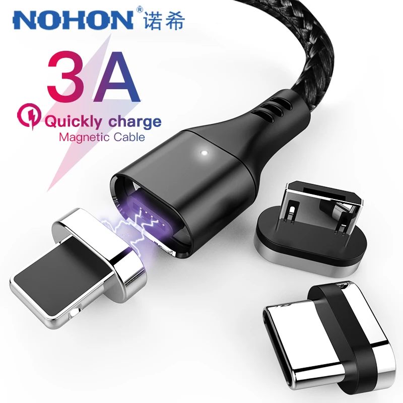 NOHON 3A супер быстрая зарядка Магнитный кабель для iphone 7 8 X XS MAX XR Micro USB Type C Samsung Huawei