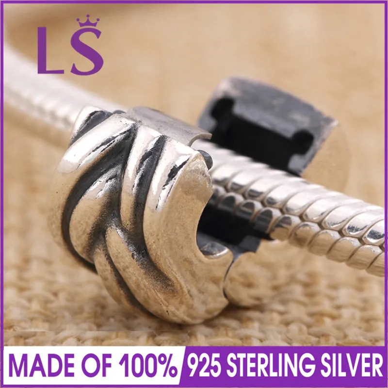 LS High Quality Genuine 925 Silver BRAIDED Clip Charm Beads Fit Original Bangles Berloques Para Pulseira.DIY Fine Jewelry.W | Украшения и