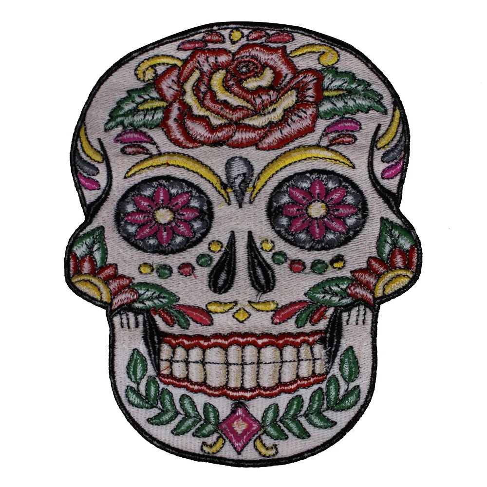 1 шт. сделай сам Череп Цветочная вышивка аппликация модный стиль ткань нашивки