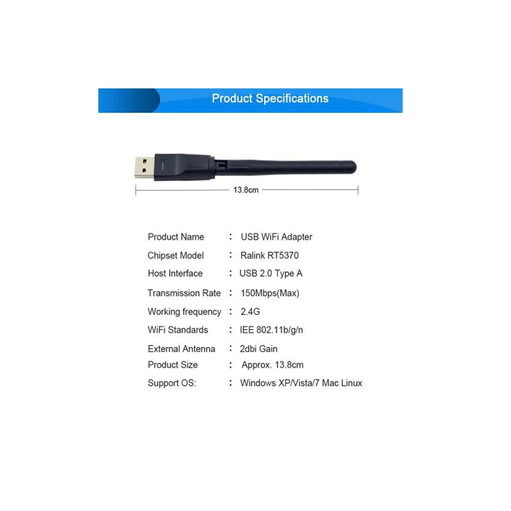 Внешний USB Wi Fi адаптер RT5370 для чипсета Nordic One Tvip410 Tvip412 Tvip415 Tvip605 TvipS300 Tvip530|v8 super|v8