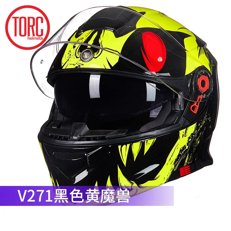 

TORC DOT double visor Flip Up full-length modular Capacete Helmet Cascos ECE Helmet Motocross motorcycle moto Casque