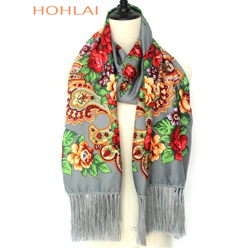 Новинка 2019 Модный классический теплый длинный шарф с цветочным принтом русская