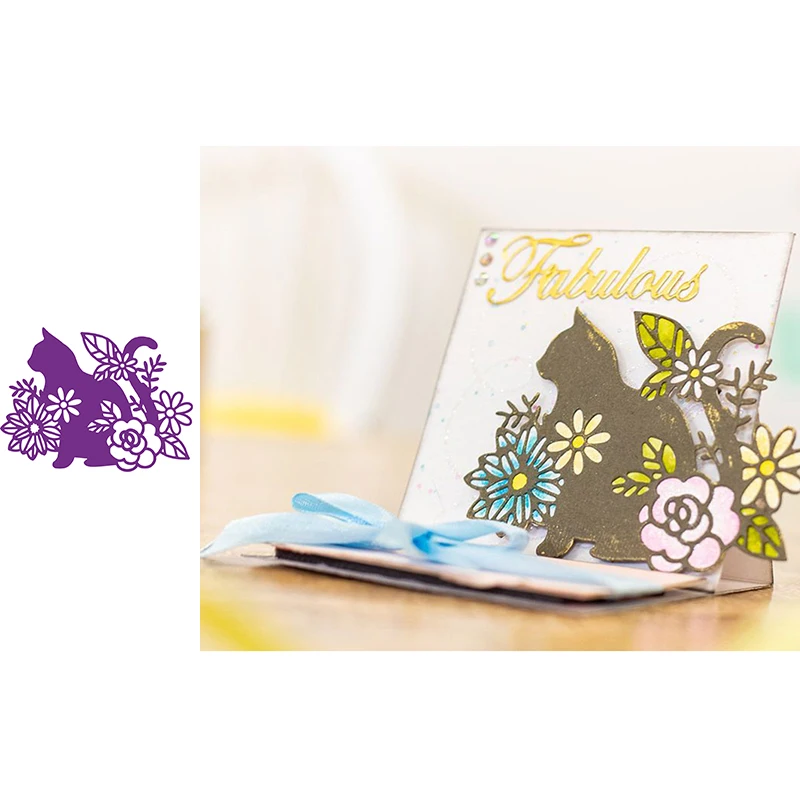 Кот силуэт животные металлические Вырубные штампы для скрапбукинга и бумага