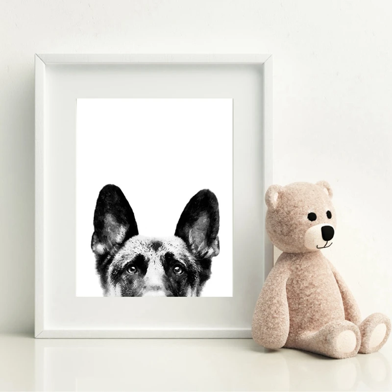 Современная Картина на холсте в виде немецкой овчарки постер с рисунком