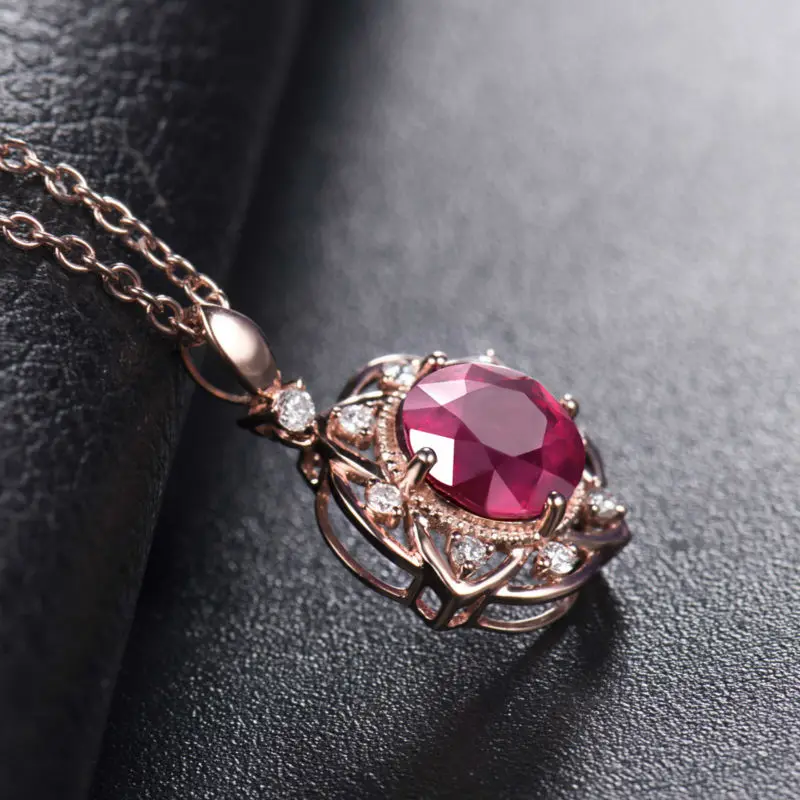 Красная подвеска с рубином из розового золота 14 к ювелирные изделия для