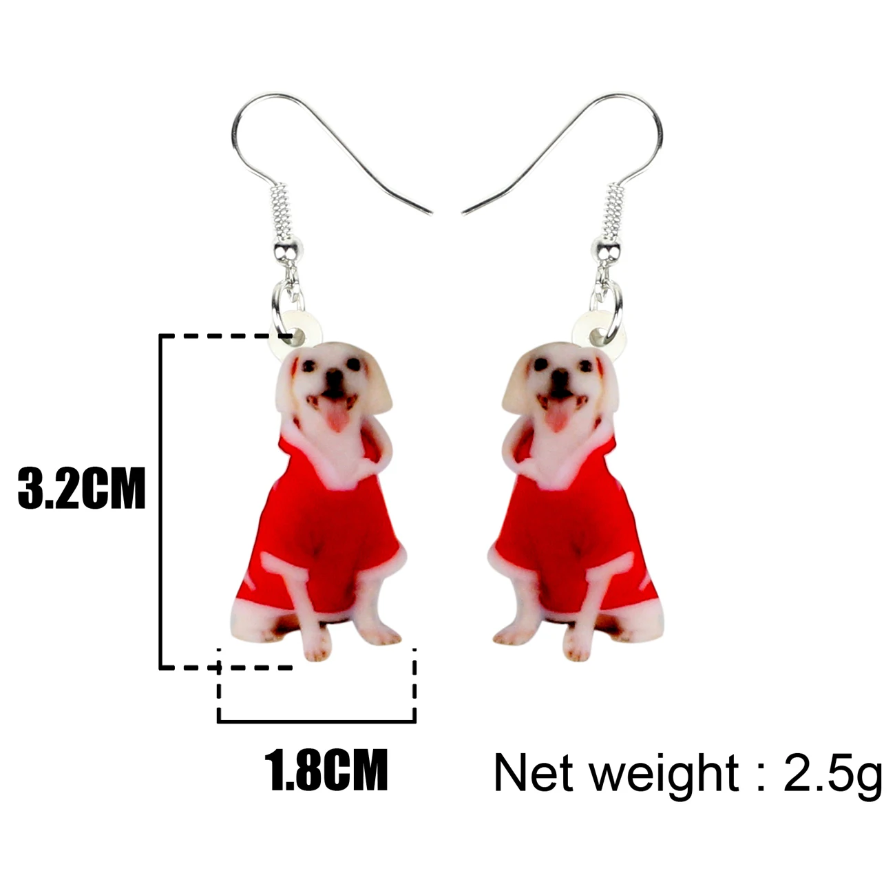 WEVENI Acrylic Christmas Smile Puppy Dog Earrings Drop Dangle Cute Animal Jewelry For Women Girls Pet Lover Navidad Ornaments | Украшения и