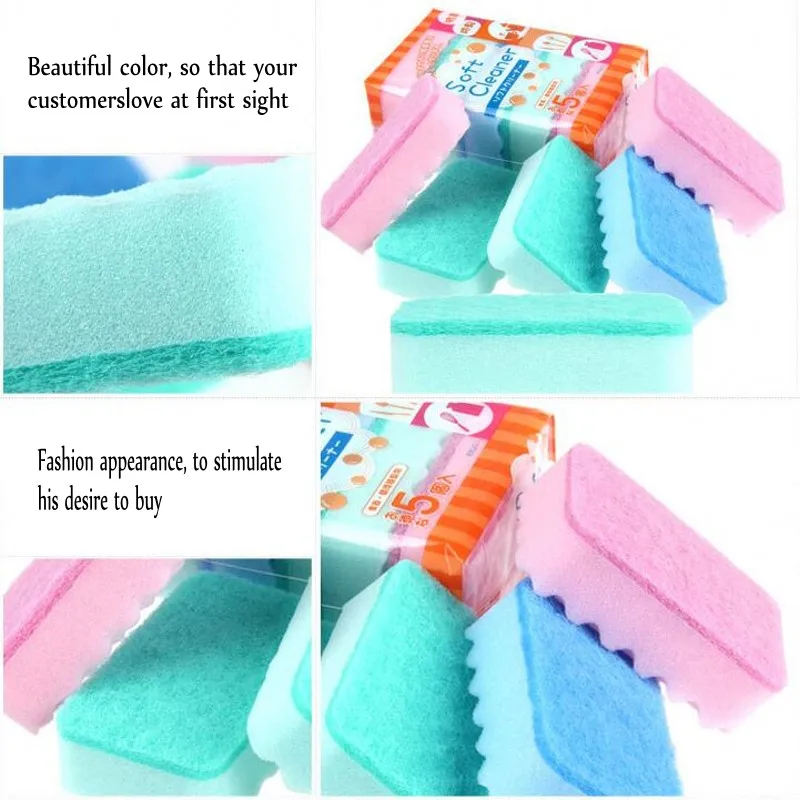 5 шт./лот креативная зеленая кухонная губка для очистки многофункциональная