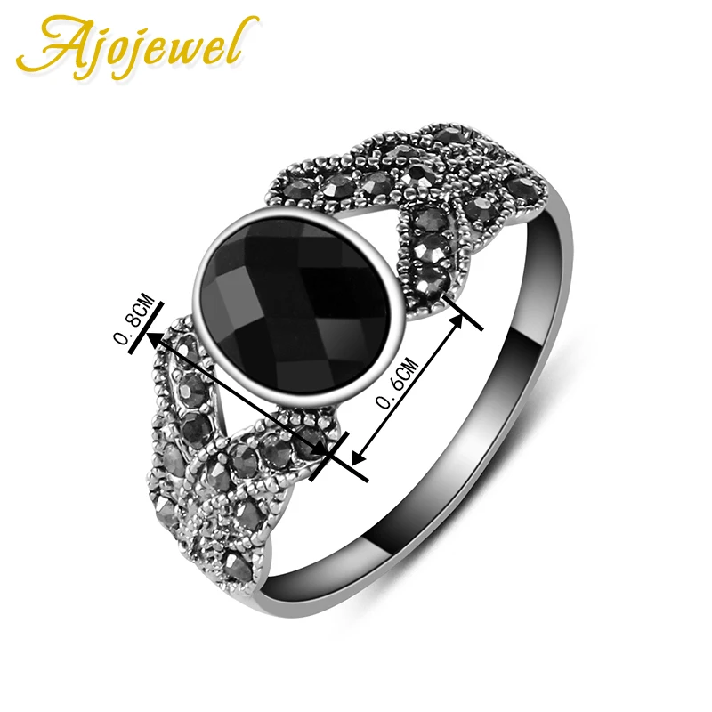 Ajojewel#6-9 Ретро стиль простое черное кольцо из смолы для женщин