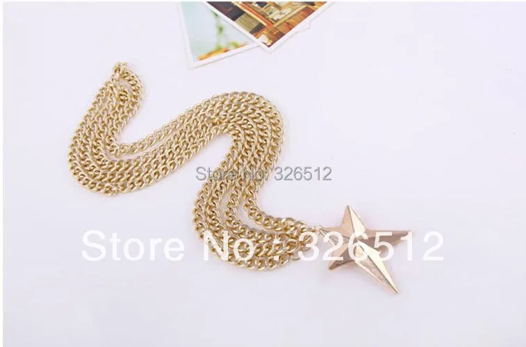 Европейский старинный стиль и мода Золотая звезда кулон многослойные длинный