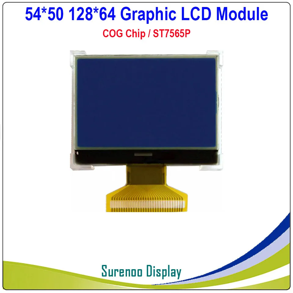 Blue Display only 54X50 мм 12864 128X64 COG графический ЖК-модуль дисплей экран LCM встроенный ST7565P/R Поддержка параллельного/последовательного SPI - Цвет: Blue Display only