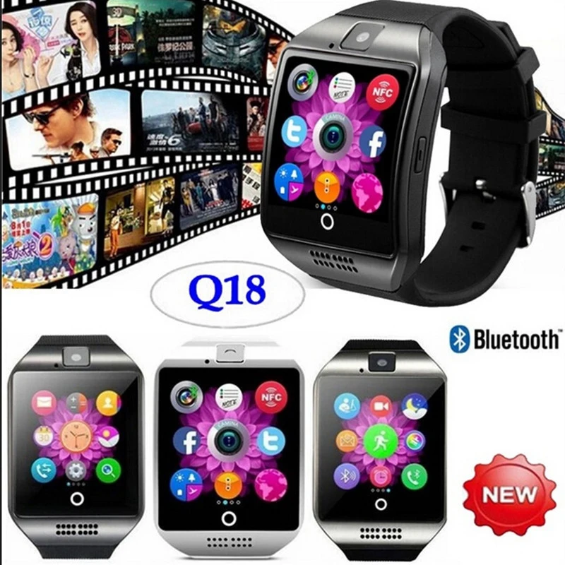 Q18 Bluetooth Смарт часы Фитнес трекер сенсорный Экран Поддержка APP скачать TF сим карты