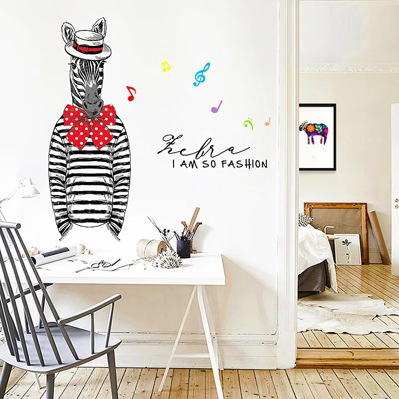 Красочные Музыкальные ноты Zebras I Am So модные декоративные настенные наклейки для