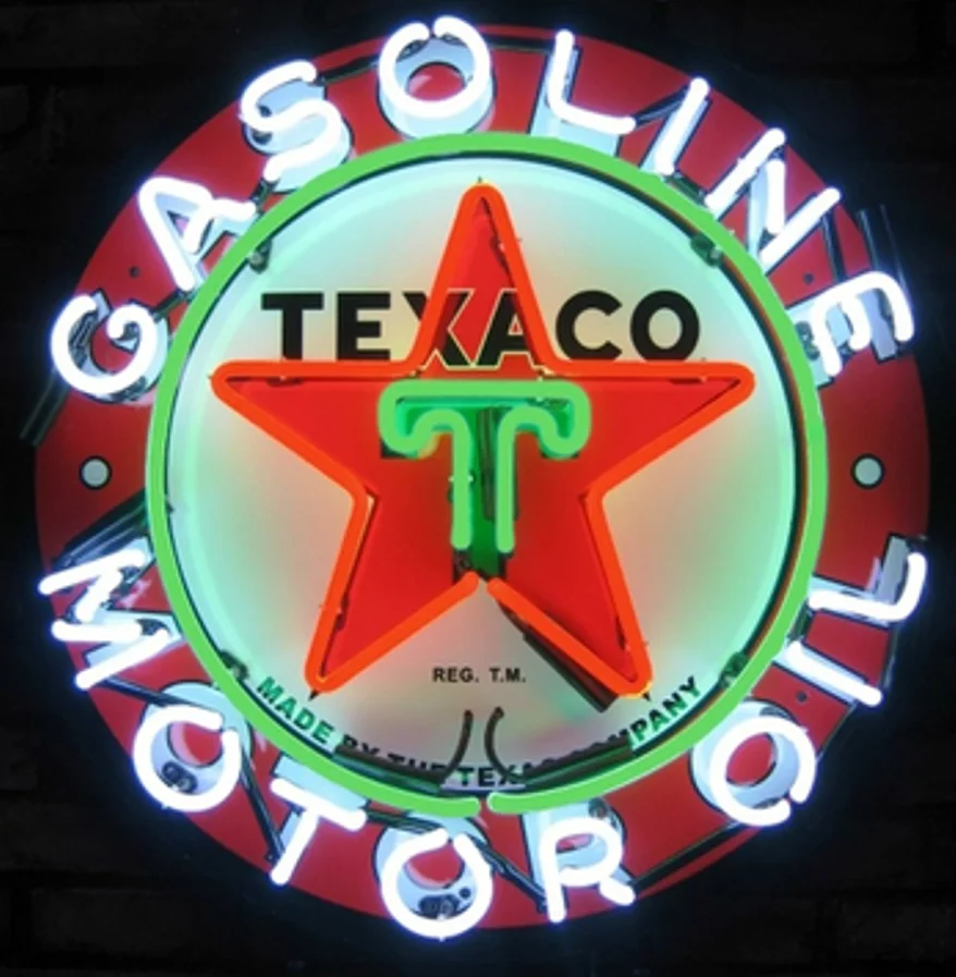 Custom Texaco Gasoline Motor Oil Glass Neon Light Sign Beer Bar