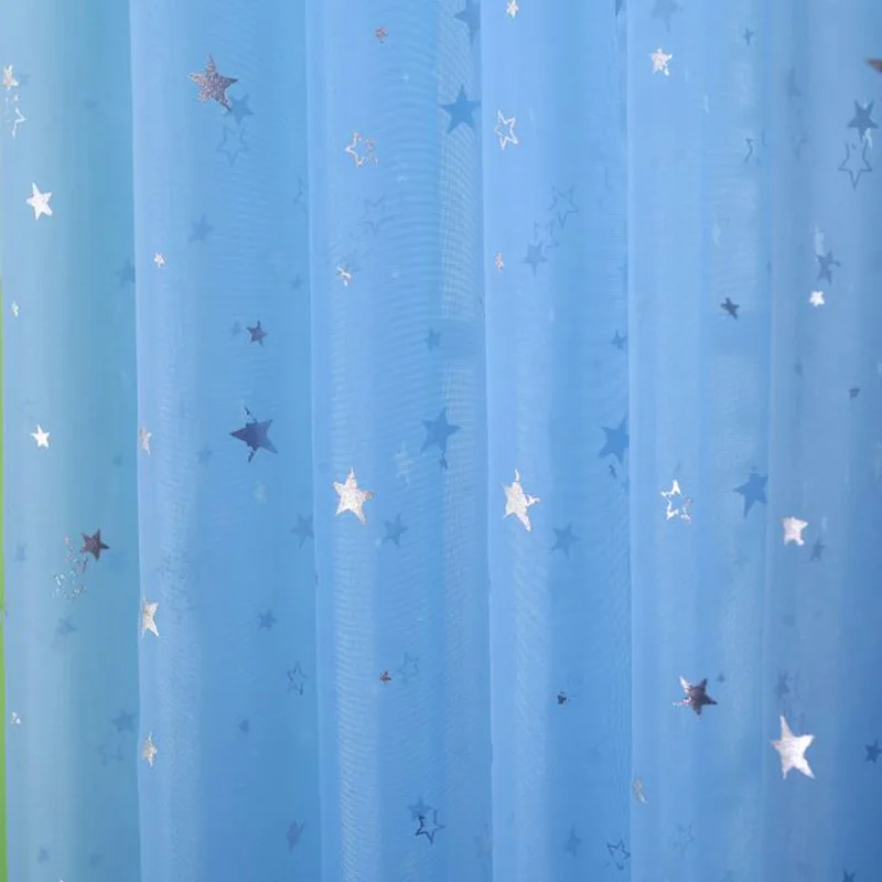 Color 3 Tulle Блестящие звезды детская ткань шторы для детей мальчик девочка спальня гостиная синий/розовый ночные шторы на заказ драпировка wp123#30 - Цвет: Color 3 Tulle