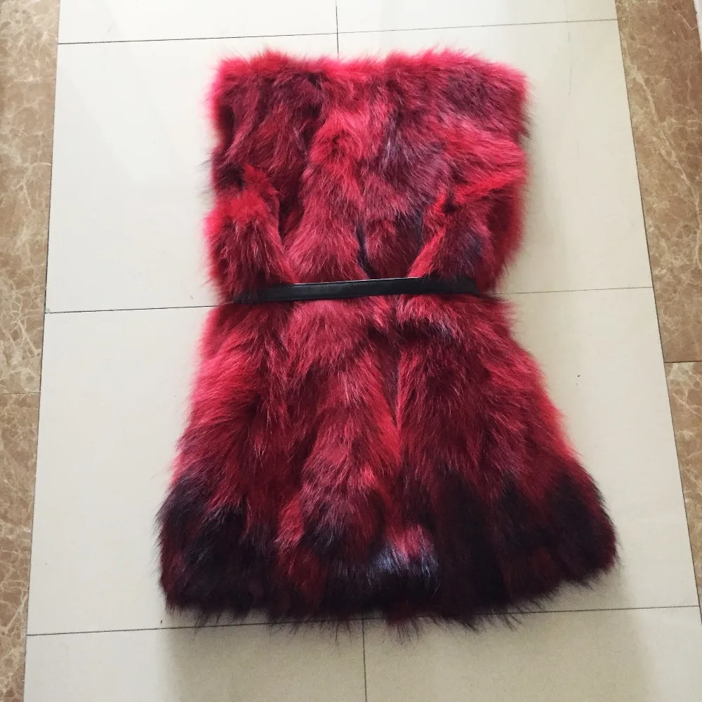 Топ Модный бренд натуральный енот меховой жилет короткая куртка мех оптовая