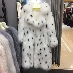 Многоцветный SQXR FUR real fox fur coat Knitted fox fur coat women natural fox fur jacket - Цвет: Многоцветный