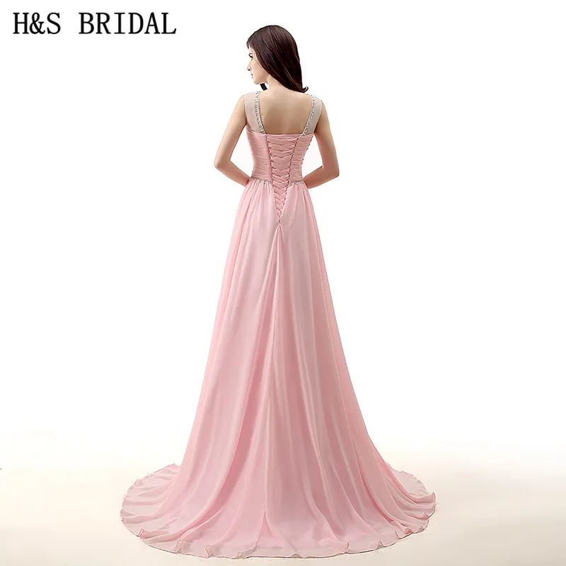 Женское вечернее платье H & S Черное шифоновое с прозрачными бусинами и для