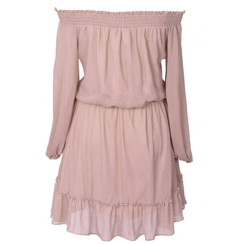 Женское платье с вырезом лодочкой CHAMSGEND повседневное шифоновое мини А силуэта