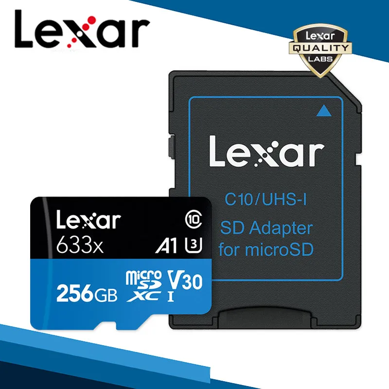 256GB Lexar 633x Micro SD карта 512 16 ГБ 32 ГБ 64 Гб 128 ГБ SDHC SDXC высокая скорость до Макс 95 м/с Flash Micro SD для GOPRO Drone - Емкость: 256GB