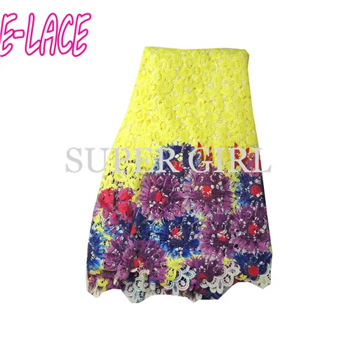 Высокое качество Африканский кружевной ткани для свадьбы 2017 полиэстер синий