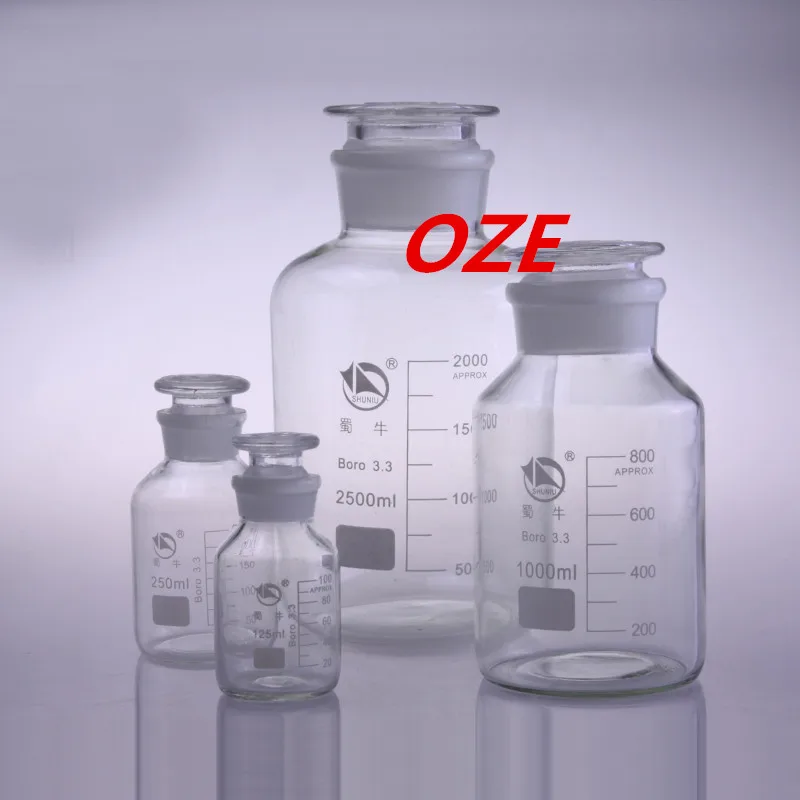 1 шт. градуированная круглая стеклянная реагентная бутылка с заземляющей