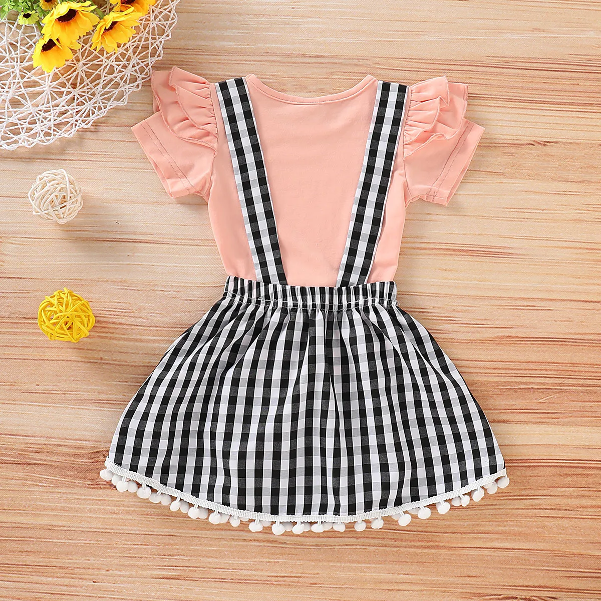 Одежда для маленьких девочек Однотонная рубашка с короткими рукавами и круглым