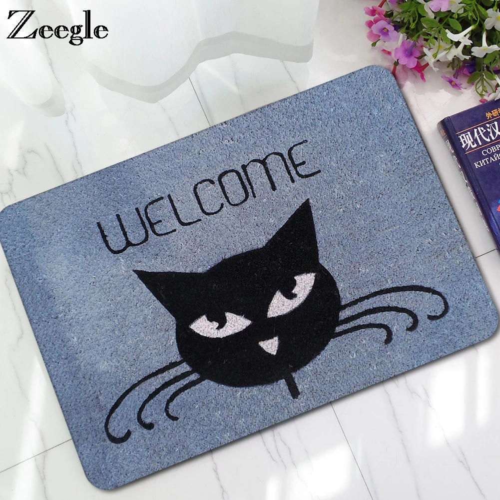 

Zeegle Cat Cartoon Entrance Mats Kitchen Floor Mat Funny Doormat Anti-slip Bathroom Carpet Outdoor Rugs Bedroom Mats Hallway Rug