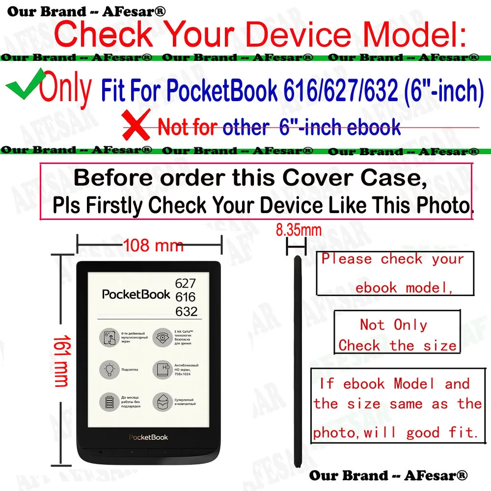 Ультратонкий флип-чехол из искусственной кожи для Pocketbook 616/627/632 Ereader устойчивая к падениям Защитная пленка с магнитом для автоматического сна