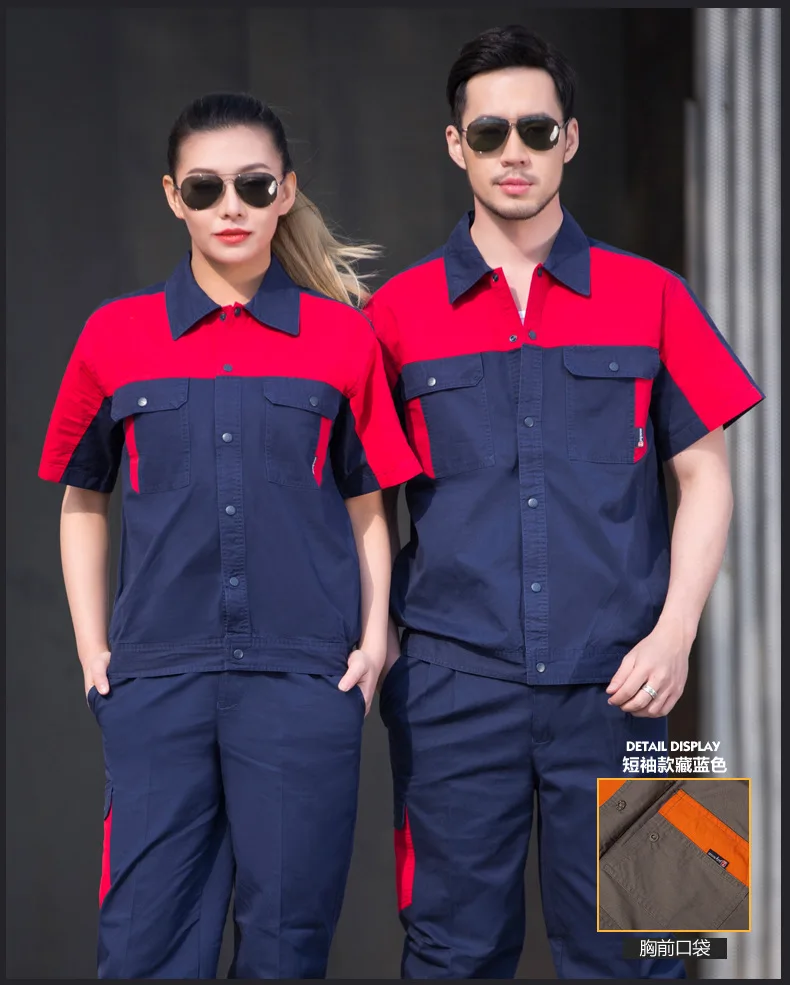 Summer Breathable Fabric Short Sleeve Coveralls Working Robe For Men In Workshop and Factory |
