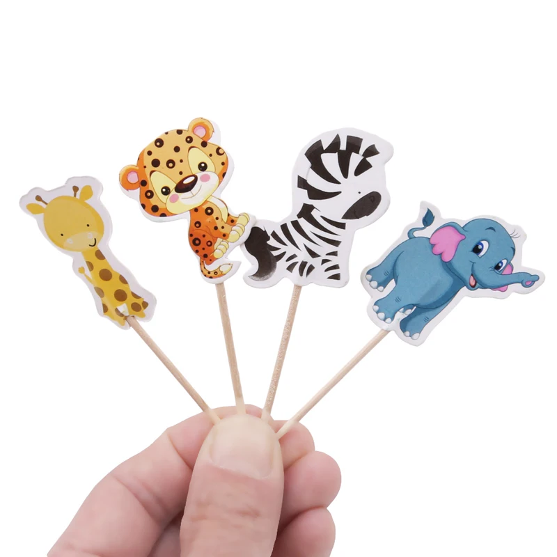 24PCS/Pack Animal Farm Cake Toppers Jungle Safari Party Cupcake Decoration Inserts Card for Kids ZQ976921 | Дом и сад